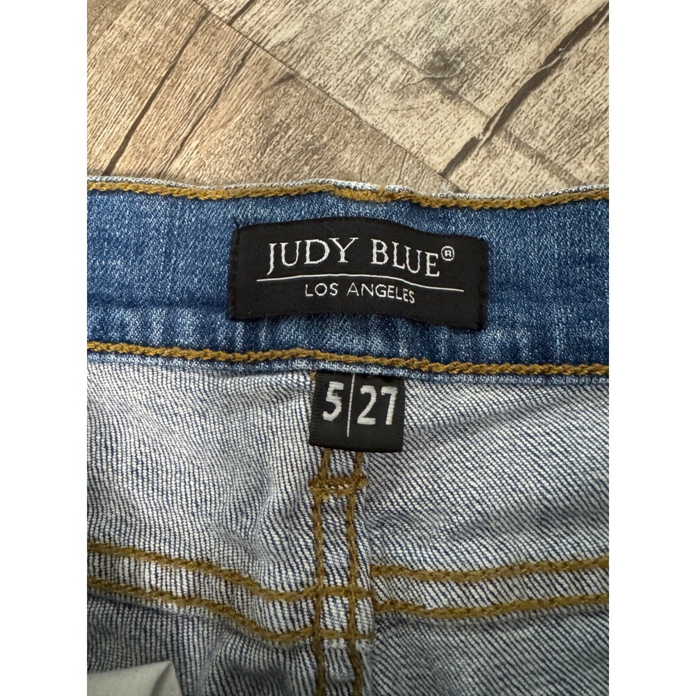 Judy Blue Los Angeles Distressed Skinny Jeans Womens 5 27 Medium Wash Ripped - Picture 2 of 14